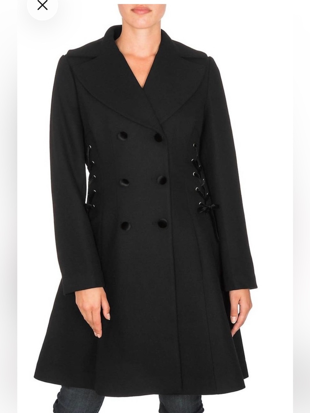 Lk NEW GUESS Women's Double Breasted Coat Jacket Military Lace up L